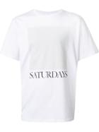 Saturdays Surf Nyc Logo Print T-shirt, Men's, Size: Medium, White, Cotton