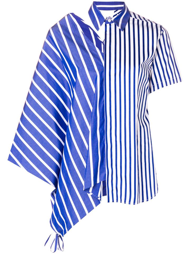 Facetasm Striped Asymmetric Shirt - Blue