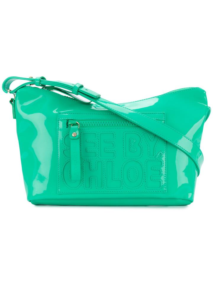 See By Chloé Embossed Logo Satchel Bag - Green