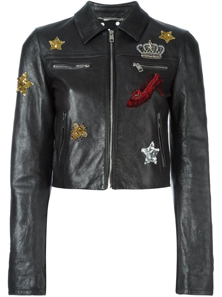 Dolce & Gabbana Embellished Cropped Leather Jacket