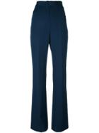 Maison Margiela Flared Trousers, Women's, Size: 42, Blue, Polyester/cotton