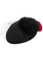 Federica Moretti Fur And Net Hat - Black