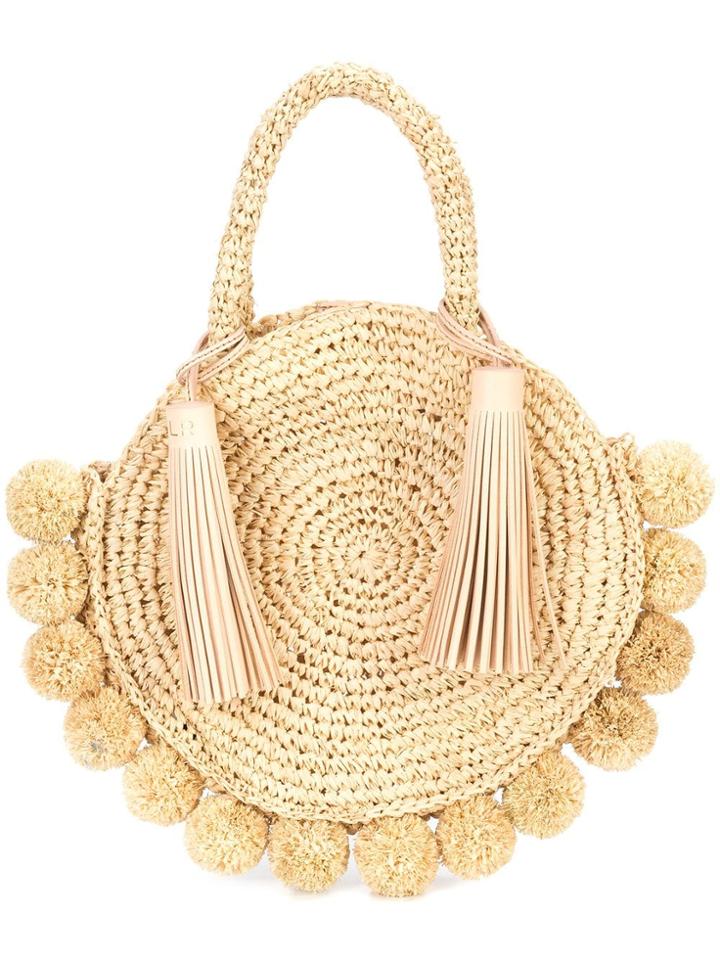 Loeffler Randall Pompom Trim Circular Tote - Neutrals