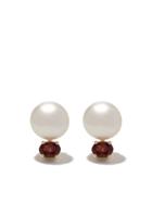 Wouters & Hendrix Gold 18kt Yellow Gold Pearl And Garnet Stones Studs