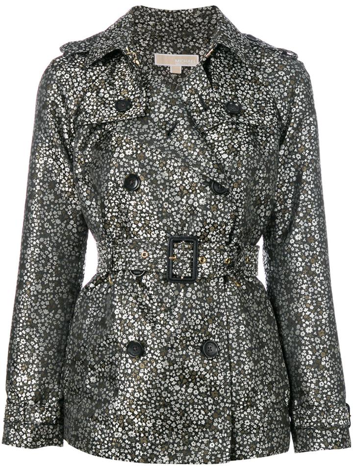 Michael Michael Kors Floral Printed Trench Jacket - Green
