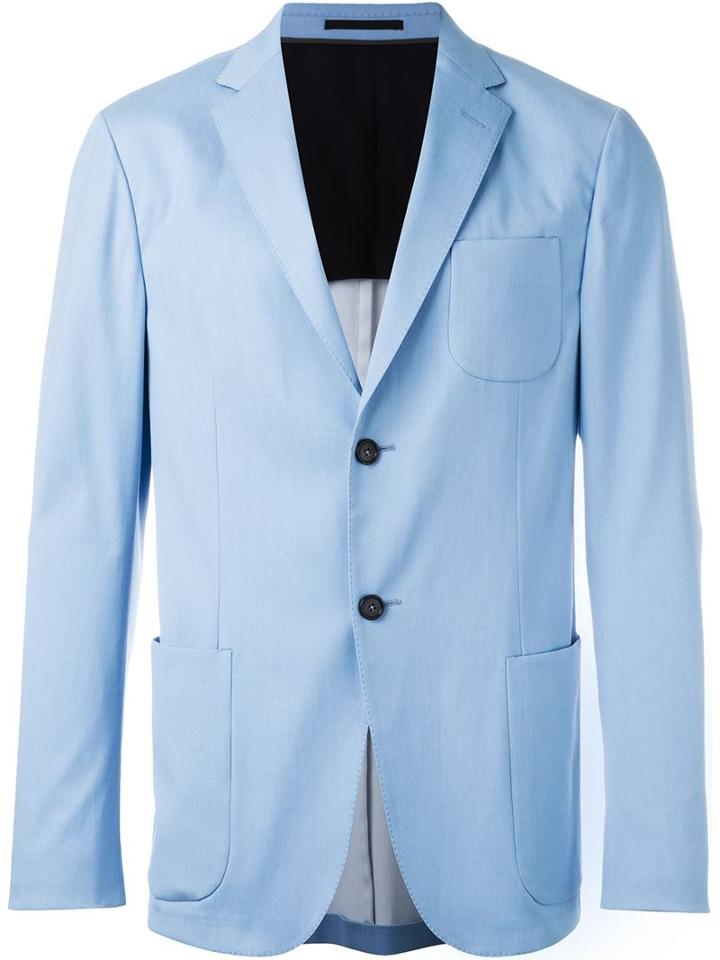 Z Zegna Two Button Blazer, Men's, Size: 54, Blue, Cotton/polyamide/cupro