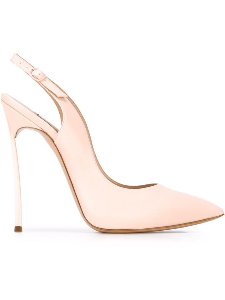 Casadei Blade Slingback Pumps, Women's, Size: 37.5, Pink/purple, Leather
