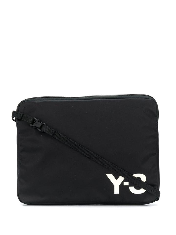Y-3 Logo Print Twill Pouch - Black