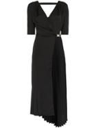 Prada Tulle Midi-dress With Pleats - Black