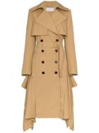 Chloé Asymmetric Hem Belted Wool Trench Coat - Brown