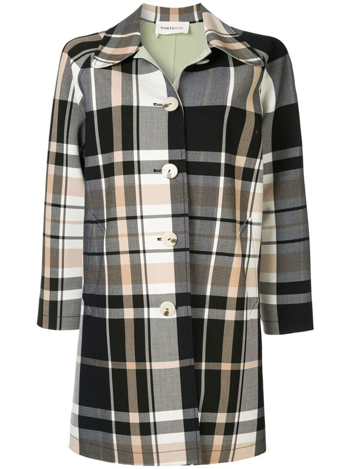 Ports Pure Checked Single-breasted Coat - Multicolour