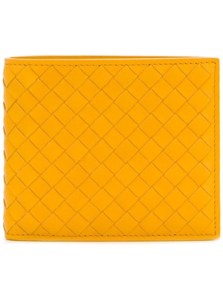 Bottega Veneta Intrecciato Weave Bi-fold Wallet - Yellow & Orange