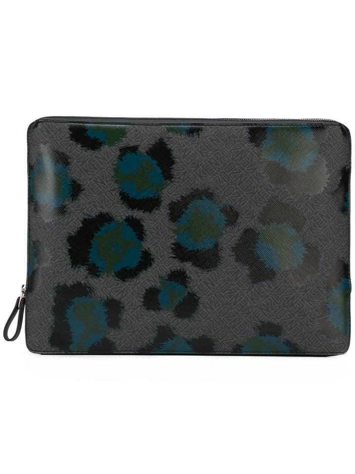 Kenzo Printed Pouch, Adult Unisex, Grey, Leather