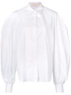 Sara Battaglia Long-sleeve Flared Shirt - White
