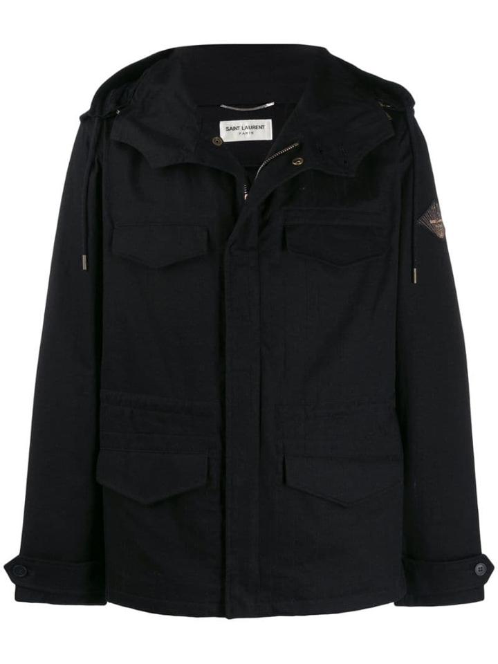 Saint Laurent Hooded Parka Jacket - Black