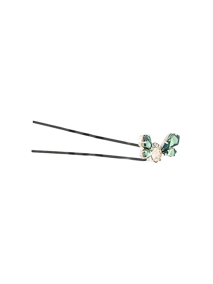 Maison Michel - Embellished Hairpiece - Women - Glass/brass - One Size, Green, Glass/brass