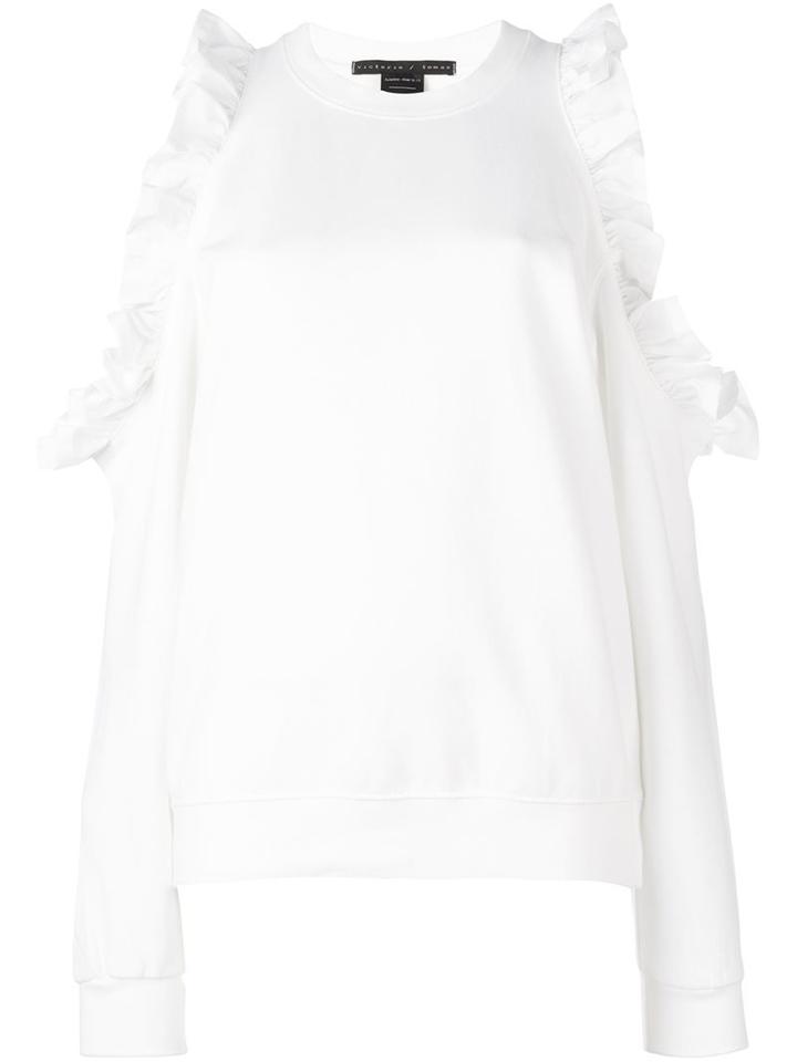 Victoria/tomas Ruffled Off Shoulder Sweatshirt