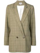 Ganni Checked Double Breasted Blazer - Brown