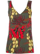 P.a.r.o.s.h. Floral Print Tank, Women's, Green, Silk/spandex/elastane