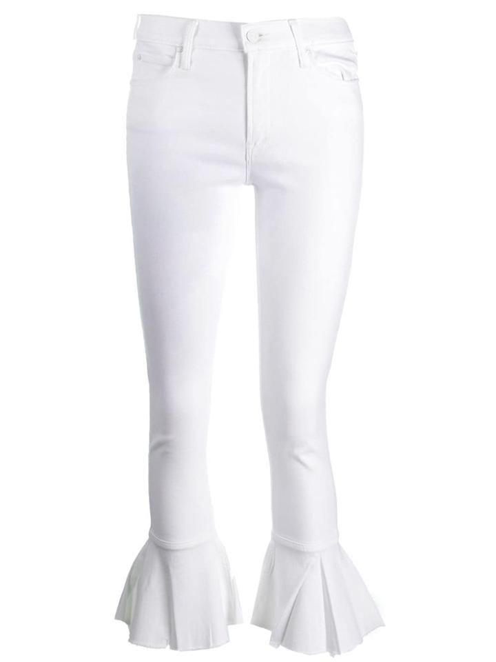 Mother Cropped Frill Jeans - White