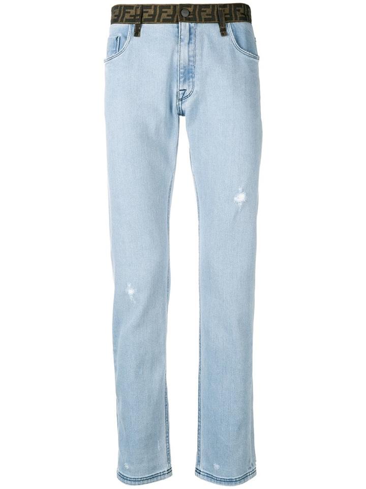 Fendi Ff Logo Jeans - Blue