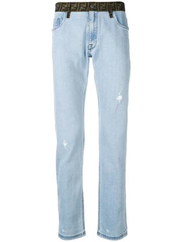 Fendi Ff Logo Jeans - Blue