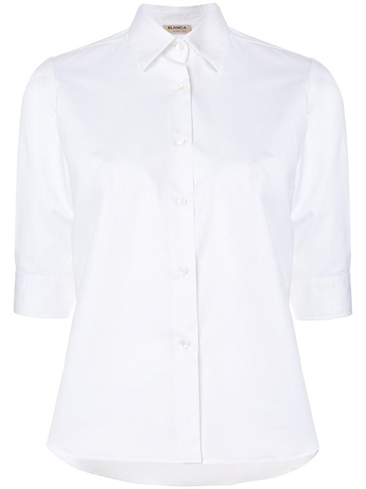 Blanca Cropped Sleeves Shirt - White