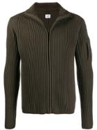 Cp Company Zip-up Ribbed Cardigan - Green