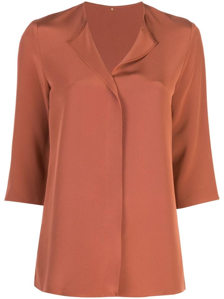 Peter Cohen 3/4 Length Sleeve Blouse - Brown