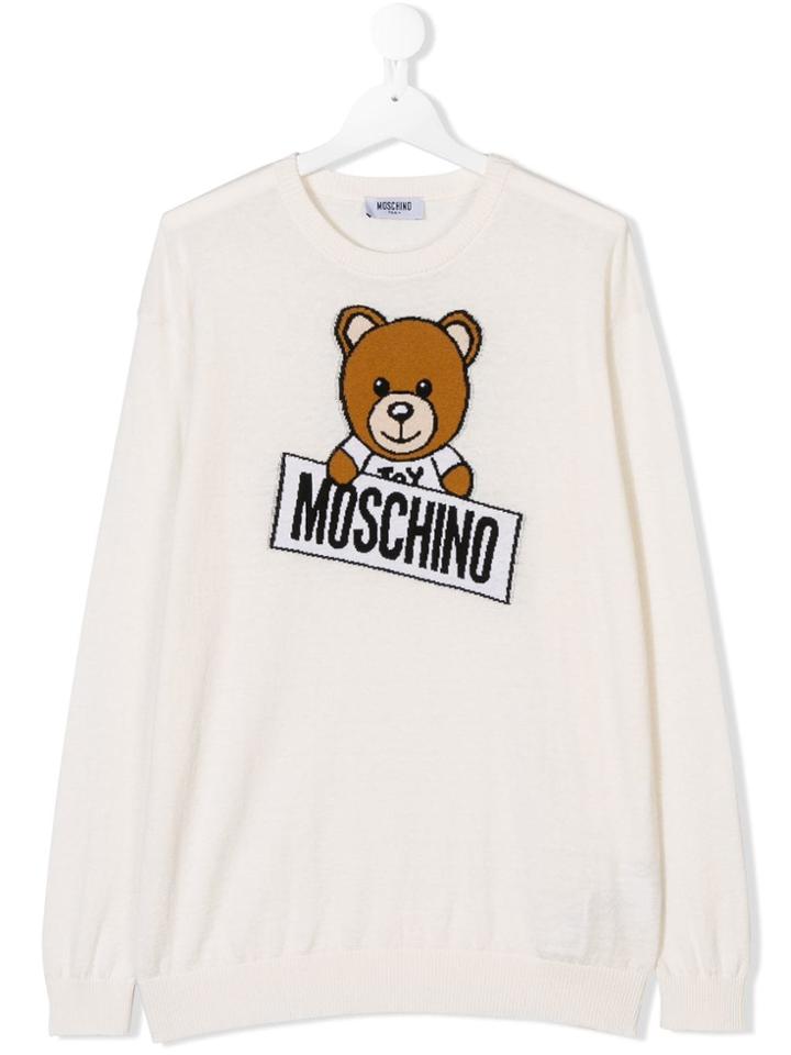 Moschino Kids Teddy Bear Logo Sweater - White