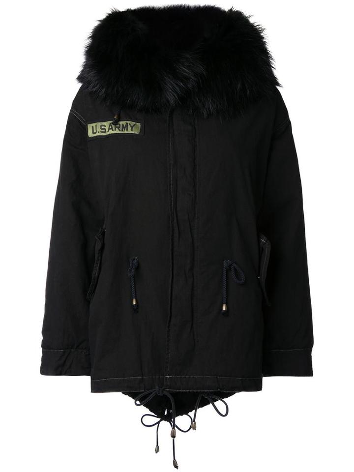 As65 Military Fur Trim Parka, Women's, Size: Small, Black, Cotton/rabbit Fur/polyamide