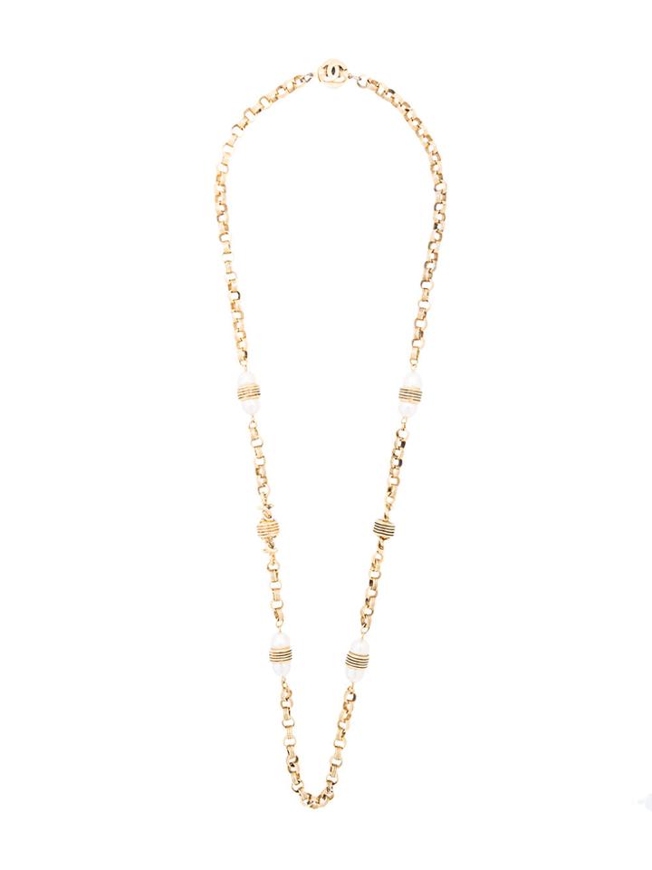 Chanel Vintage Docking Pearl Necklace - Metallic
