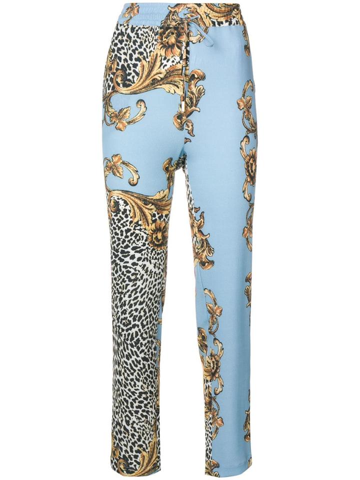 Liu Jo Animal And Baroque Print Trousers - Blue