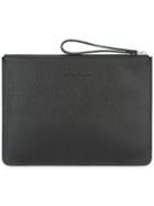 Salvatore Ferragamo Embossed Square Wristlet Clutch, Men's, Black, Calf Leather/polyamide