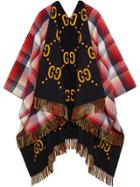 Gucci Reversible Gg Wool Poncho - Red