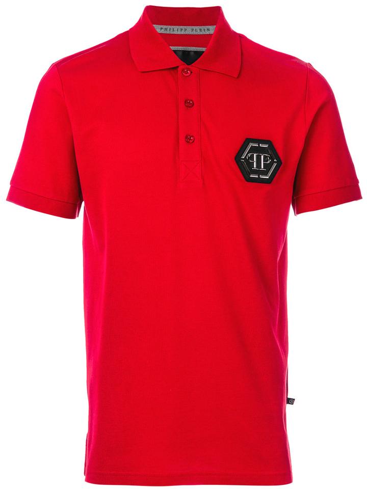 Philipp Plein - Logo Plaque Polo Shirt - Men - Cotton - L, Red, Cotton