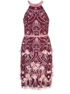 Marchesa Notte Rcrbk 3d Floral Feather Cocktail - Red