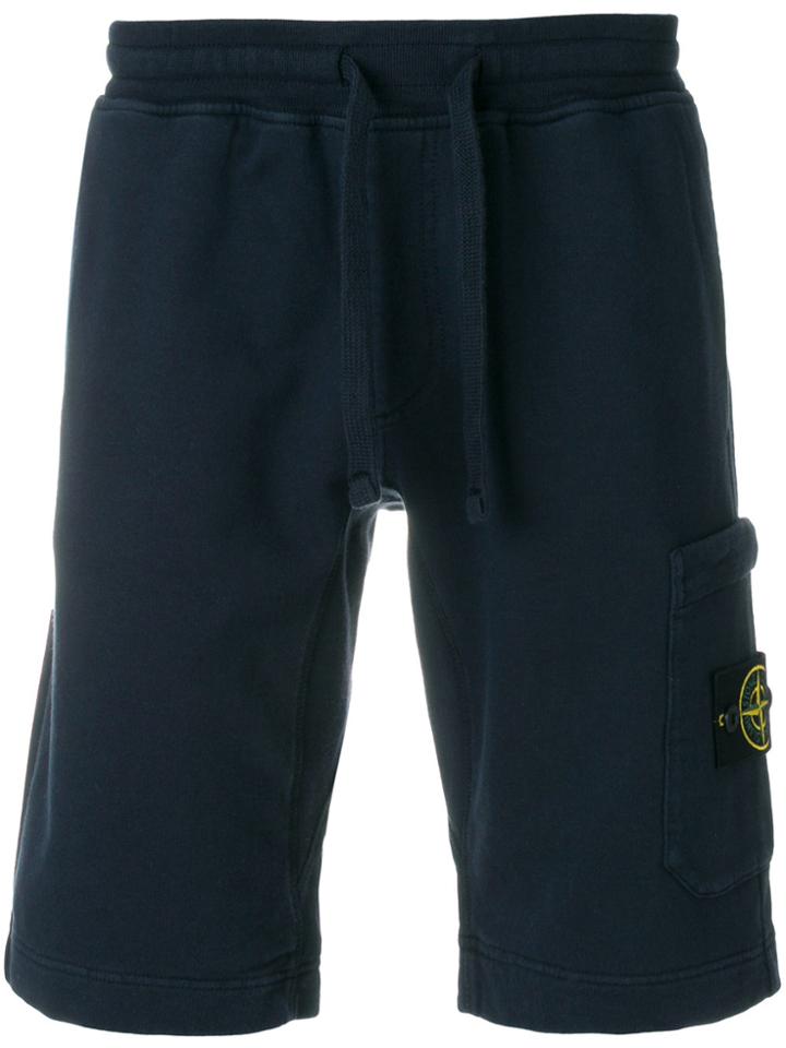 Stone Island Logo Badge Bermuda Shorts - Blue