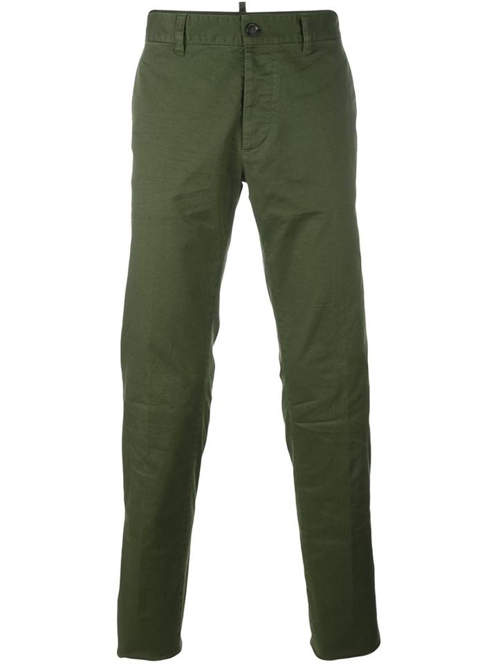 Dsquared2 'tokyo' Trousers, Men's, Size: 48, Green, Cotton/spandex/elastane