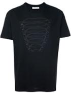 Pierre Balmain Embroidered Front T-shirt, Men's, Size: 50, Black, Cotton/metal