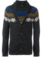 Roberto Collina Patterned Cardigan, Men's, Size: 50, Grey, Nylon/silk/cotton/spandex/elastane