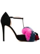 Fendi Fur Detail Pumps - Black