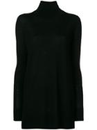 Jil Sander Navy Oversized Roll Neck Sweater - Black