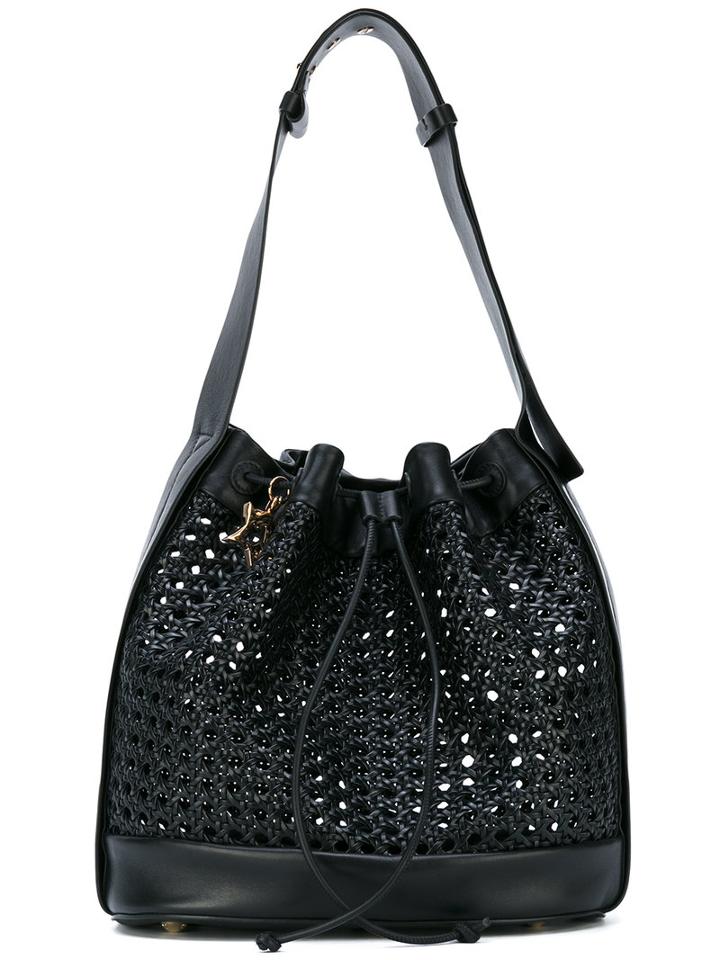 Corto Moltedo - Woven Bucket Bag - Women - Calf Leather - One Size, Black, Calf Leather