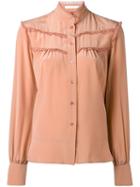See By Chloé Ruffled Trim Shirt, Women's, Size: 40, Nude/neutrals, Silk/polyester/spandex/elastane