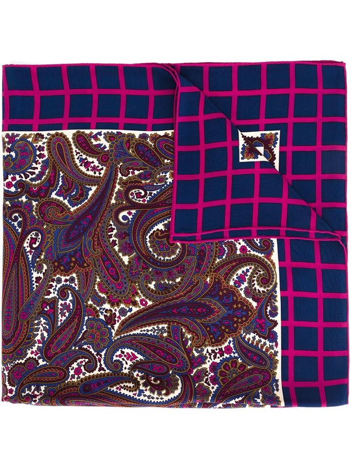 Saint Laurent Paisley Scarf, Women's, Blue