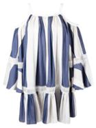Martha Medeiros Cold Shoulder Abigail Dress, Women's, Size: Medium, Blue, Silk/linen/flax/modal