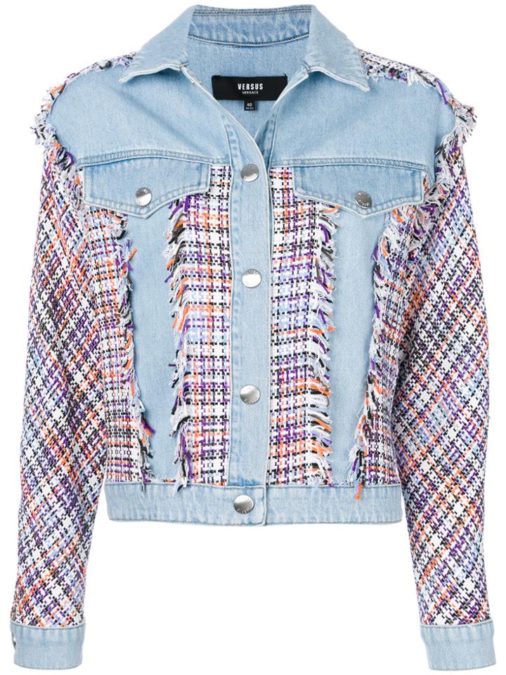 Versus Tweed Panels Denim Jacket - Blue
