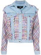 Versus Tweed Panels Denim Jacket - Blue
