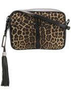 Saint Laurent Leopard Print Lou Camera Bag - Black